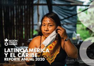 Mujer de la selva usando mascarilla facial, imagen del reporte anual 2020 para Latinoamérica y el caribe de acción contra el hambre